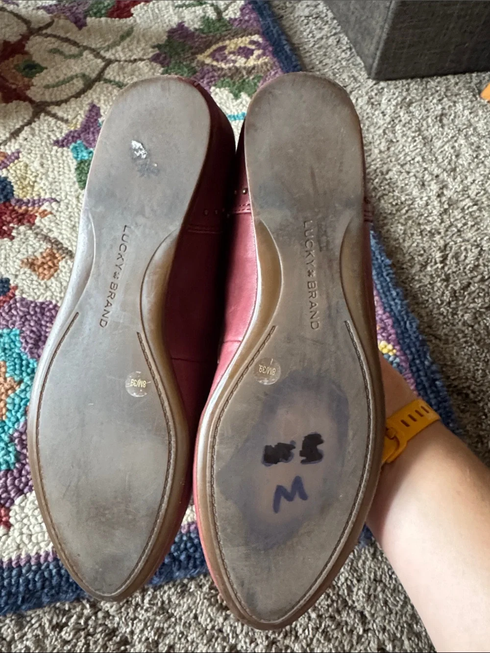 Lucky Brand Red Leather Cayna Studded Ballet Flats Size 8 Like New